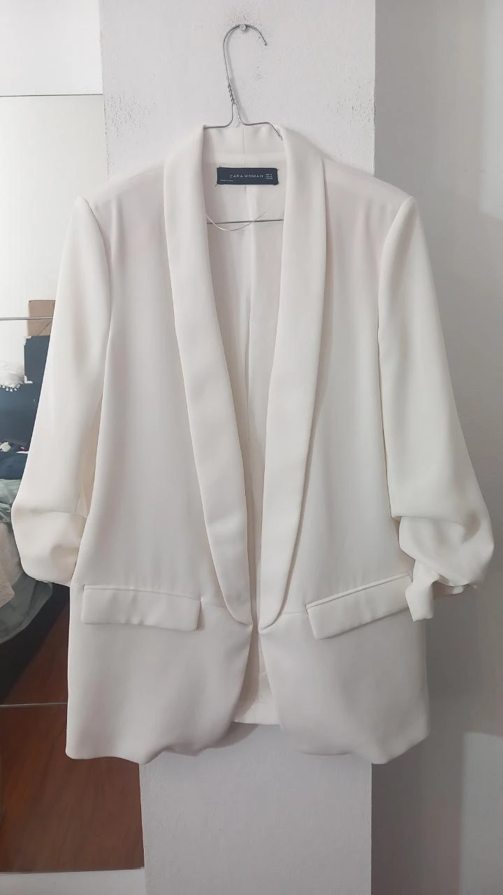 Blazer branco sem botões, Zara, tam M | Veste blanche fluide
